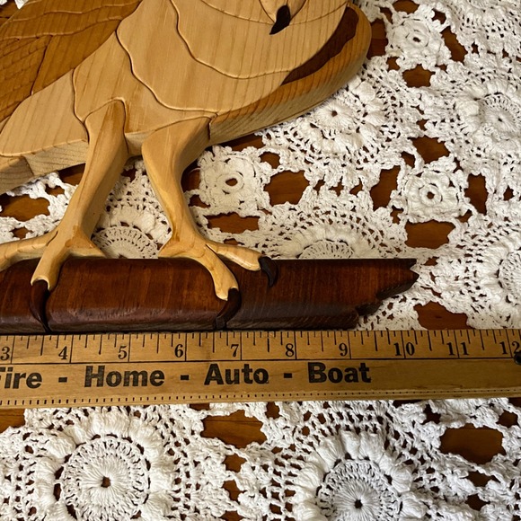 Handcrafted Intarsia Wooden Barn Owl Wall Art Rustic Home Nature Wildlife Folk - Picture 7 of 8